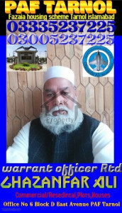 139 sq yds commercial plot for sale in PAF Tarnol Fazaia islamabad