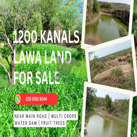 1200 Kanals Agriculture Land for Sale with Water Dam LAWA